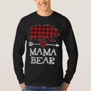 Mama Bear Christmas Pajama Red Plaid Buffalo Famil T-Shirt