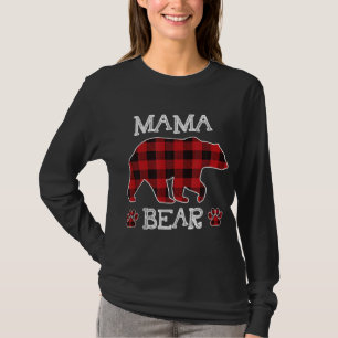 Mama Bear Christmas Pajama Red Plaid Buffalo Famil T-Shirt