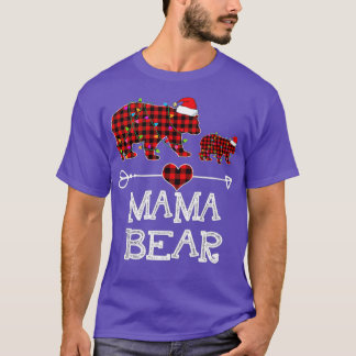 Mama Bear Christmas Pajama Red Plaid Buffalo Famil T-Shirt