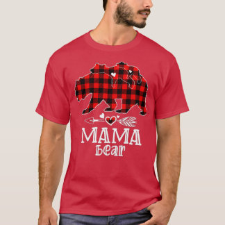 Mama Bear Christmas Pajama Red Plaid Buffalo Famil T-Shirt