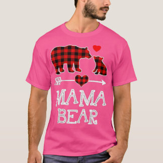Mama Bear Christmas Pajama Red Plaid Buffalo Famil T-Shirt