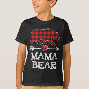 Mama Bear Christmas Pajama Red Plaid Buffalo Famil T-Shirt
