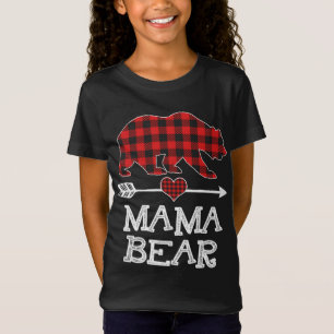Mama Bear Christmas Pajama Red Plaid Buffalo Famil T-Shirt