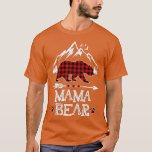 Mama Bear Christmas Pajama Red Plaid Buffalo Famil T-Shirt
