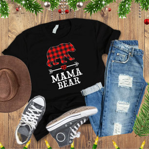 Mama Bear Christmas Pajama Red Plaid Buffalo T-Shirt
