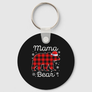 Mama Bear Christmas Pajamas Red Plaid Buffalo Fami Key Ring