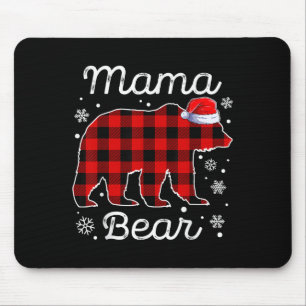 Mama Bear Christmas Pyjamas Red Plaid Buffalo Fami Mouse Mat