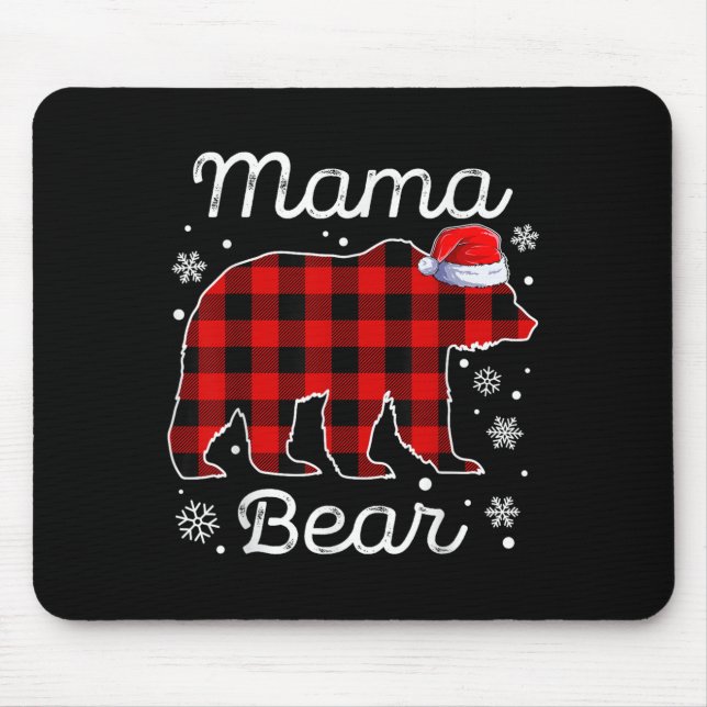 Mama Bear Christmas Pyjamas Red Plaid Buffalo Fami Mouse Mat (Front)