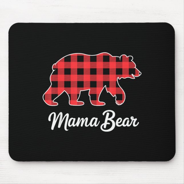 Mama Bear Christmas Red Buffalo Plaid Family Match Mouse Mat (Front)