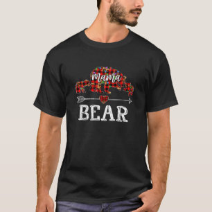 Mama Bear Chritsmas Red Buffalo Plaid Mama Bear Pa T-Shirt