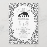 Mama + Bear Cub Black + White Foliage Baby Shower