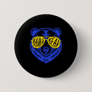 Mama bear down syndrome mum son daughter yellow 6 cm round badge