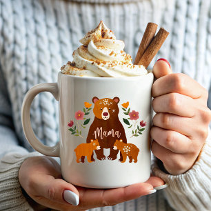 Mama Bear Elegant Flowers Mum Coffee Mug