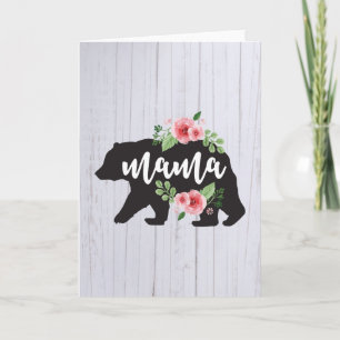 Mama Bear Elegant Rustic Floral Flowers Mum Card