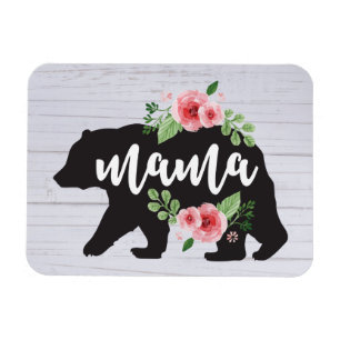 Mama Bear Elegant Rustic Floral Flowers Mum Magnet