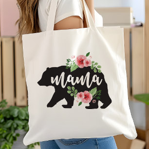 Mama Bear Elegant Rustic Floral Flowers Mum Tote Bag