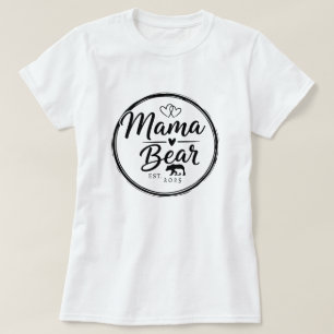 Mama Bear Est 20XX Wild Heart Line Art T-Shirt
