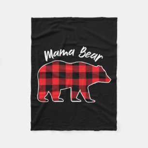 Mama Bear Flannel Red Plaid Pajama Family Matching Fleece Blanket