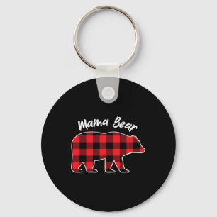 Mama Bear Flannel Red Plaid Pajama Family Matching Key Ring