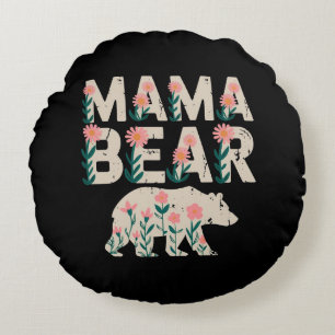Mama Bear – Floral Strength and Love Round Cushion