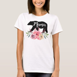 Mama Bear Floral Watercolor Flowers T-Shirt
