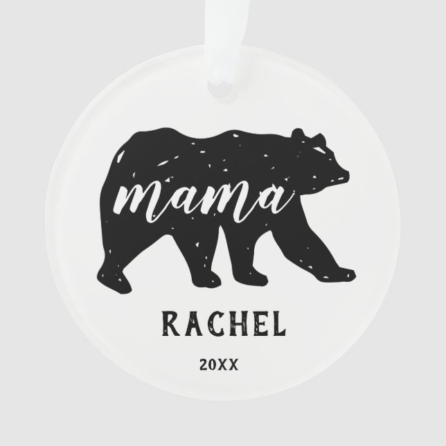 Mama Bear Forest Animal Family Holiday Ornaments (Front)