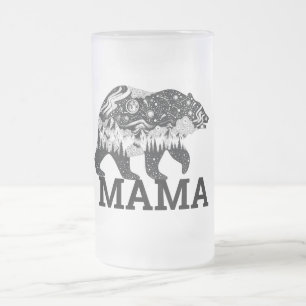 Mama Bear Frosted Glass Beer Mug
