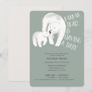 Mama Bear Green Neutral Baby Shower Invitation