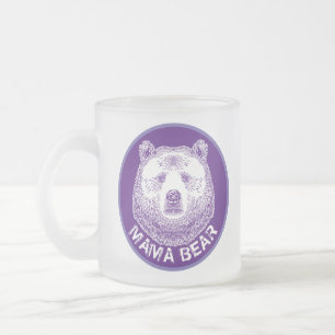Mama Bear, Hand Drawn Illustration Frosted Glass Coffee Mug