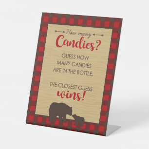 Mama Bear How Many Candies Party Game  Pedestal Sign