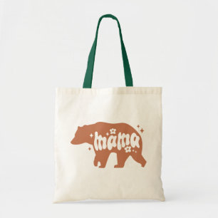 Mama Bear Illustrated Brown Bear Tote Bag