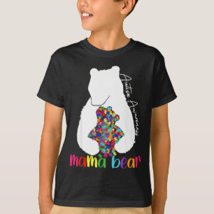 Mama bear love support autism awareness puzzle bea T-Shirt