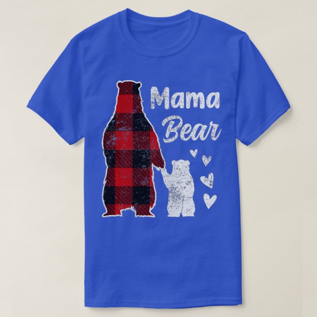 Mama Bear Mothers Day Cub Family Buffalo Plaid Sty T-Shirt (Design Front)
