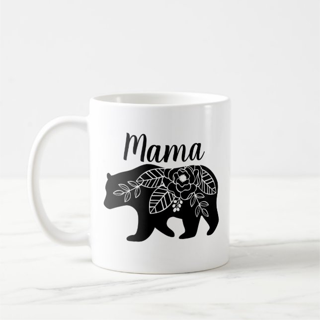 Mama Bear Mug with Flower Design (Left)