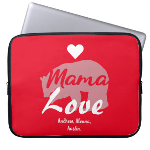 Mama Bear Mum Kid Names Personalised Customise Laptop Sleeve