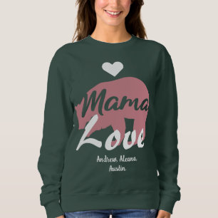 Mama Bear Mum Kid Names Personalised Customise Sweatshirt