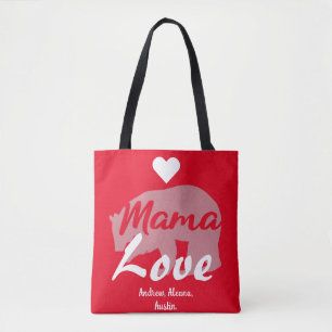 Mama Bear Mum Kid Names Personalised Customise Tote Bag
