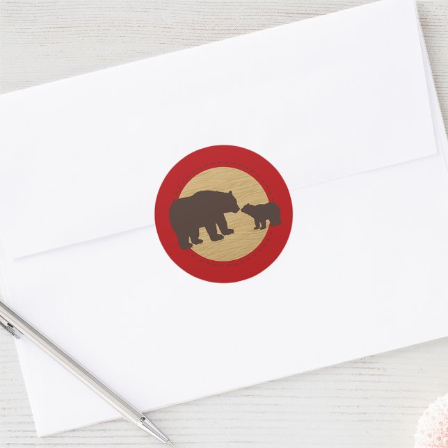 Mama Bear Northwoods Plaid Stickers (Lumberjack Buffalo Plaid Mama Bear Northwoods Stickers. Perfect for party favors or envelope seals!)