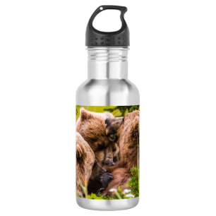 Mama bear nursing her two cubs, Lake Clark Nationa 532 Ml Water Bottle