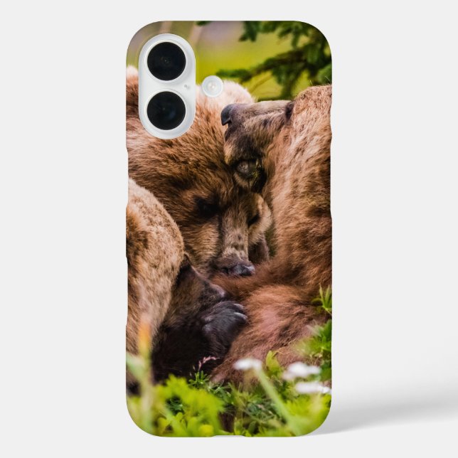 Mama bear nursing her two cubs, Lake Clark Nationa Case-Mate iPhone Case (Back)