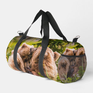 Mama bear nursing her two cubs, Lake Clark Nationa Duffle Bag