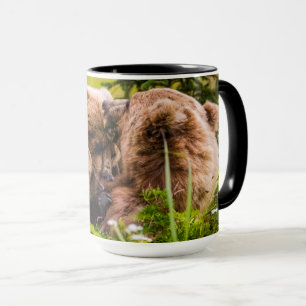 Mama bear nursing her two cubs, Lake Clark Nationa Mug