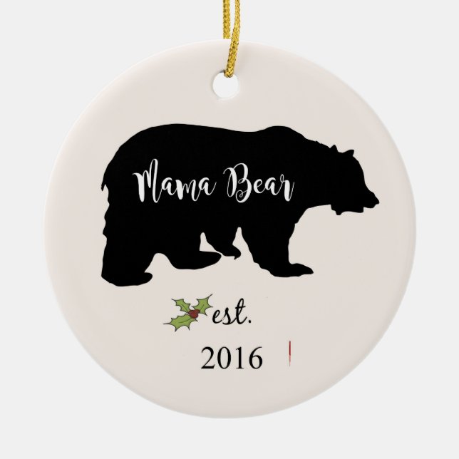mama bear ornament, mum christmas ornament, ceramic tree decoration (Front)