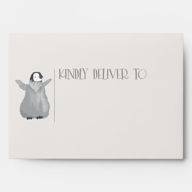 Mama Bear Penguin Adoption Pink Pre-Addressed  Envelope (Front)