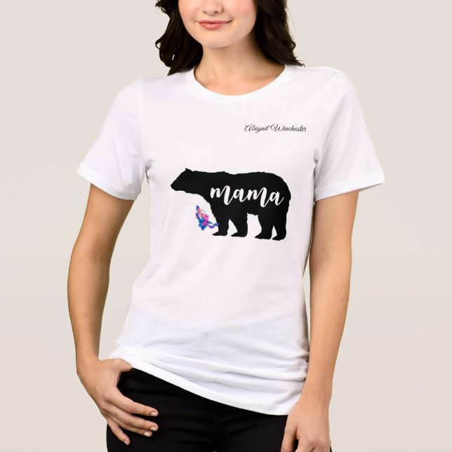 Mama Bear personalise with Name Tri-Blend Shirt (Front)