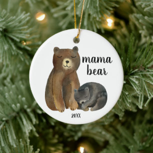 Mama Bear Personalized 1st Xmas As Mommy Bear Cub Ceramic Tree Decoration