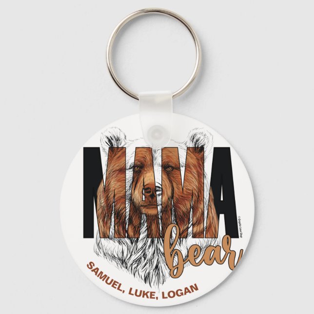 Mama Bear Personalized Names - © GraphicLoveShop Key Ring (Front)