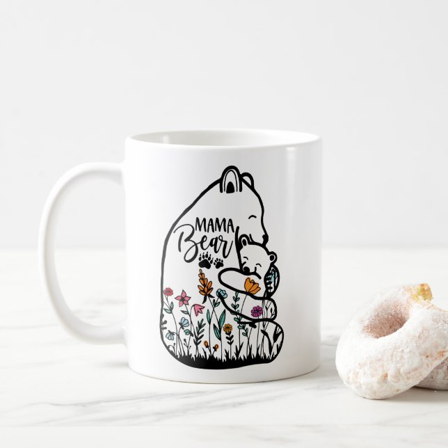 Mama Bear Png JPG Pdf Files, Mama Baby Bear Coffee Mug (With Donut)