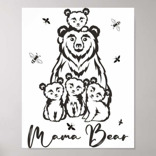 Mama Bear Png JPG Pdf Files, Mama Baby Bear Poster (Front)