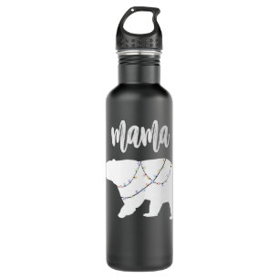 Mama Bear Polar Bear String Of Lights Christmas 710 Ml Water Bottle